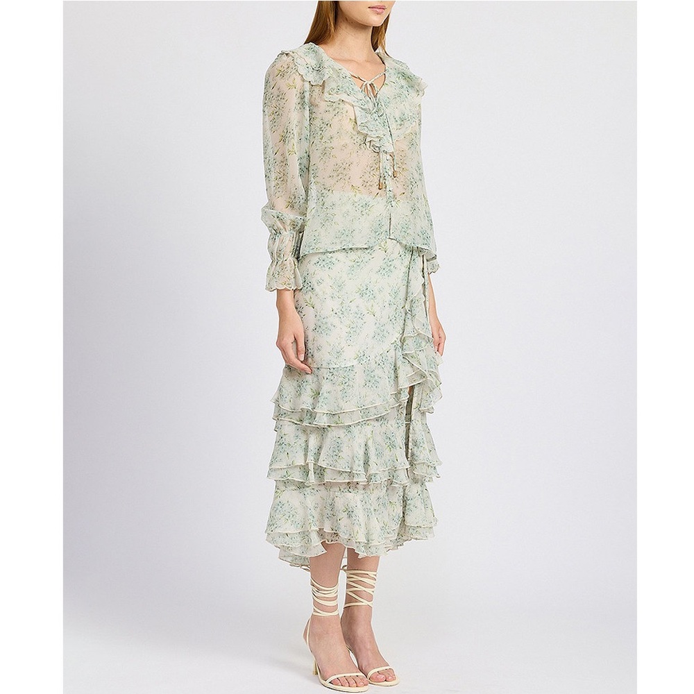 En Saison Marlene floral ruffle tiered Midi skirt - Picture 7 of 13